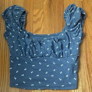 Hollister Blue Floral Crop Top